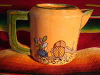 Mexican vintage pottery and ceramics, a teapot and creamer set from Tlaquepaque, c. 1930-40. Another view of tea-pot.