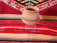 Native American Indian basket, a very finely woven polychrome olla, Chemehuevi, c. 1920's. Main photo of the Chemehuevi Indian basket.