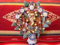 Mexican vintage pottery and ceramics and Mexican vintage folk art, a beautifully formed and decorated tree of life from Metepec, c. 1950's. Main photo.