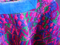Guatemalan vintage textiles, and Guatemalan vintage huipiles and blouses, a very beautiful huipil from the village of Amolonga, with very intricate and lovely embroidery work, Guatemala, c. 1950's.  A closeup of a part of the huipil, showing the lovely embroidery work.