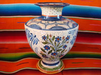Mexican vintage pottery and ceramics, a spectacular pottery vase or urn with a cream-colored background, fantastic artwork, and covered with tiny stars, Tonala or San Pedro Tlaquepaque, c. 1920-30's.  Another side view of a part of the vase, showing the incredible floral artwork.