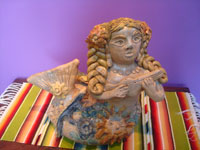 Mexican vintage folk art, a lovely pottery figure of a mermaid by the famous artist, Irma Garcia Blanco, daughter of the great artist Theodora Blanco, Atzompa, Oaxaca, c. 1990.  Main photo of the mermaid.