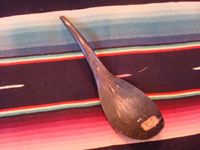 Native American Indian arts and antiques and Northwest Coast Indian arts, a beautiful spoon, made from horn, and incised with an image of a whale, Northwest Coast, Haida people of the Queen Charlotte Islands, British Columbia, c. 1860-80. Photo of the front of the spoon with the original collector's tag.