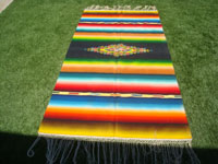 Mexican vintage textiles and Saltillo serapes (sarapes), a very beautiful Saltillo serape with a rainbow colored background and wonderful, bright colors, Saltillo, Coahuilla, c. 1940. Main photo of the serape.