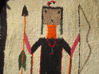 Native American Indian vintage textiles, and Navajo rugs and weavings, a lovely pictorial textile depicting a wonderful Navajo woman, Navajo, Arizona or New Mexico, c. 1920's. Closeup photo of the Navajo woman.