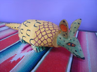 Mexican vintage folk art, a wood-carving of an armadillo, attributed to the great Manuel Jimenez, Oaxaca, c. 1950's. Main photo of the Manuel Jimenez armadillo.