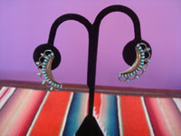 Native American Indian sterling silver jewelry, and Zuni vintage silver jewelry, a beautiful pair of dangling petite-point earring, Zuni Pueblo, New Mexico, c. 1940's. Main photo of the Zuni earrings.