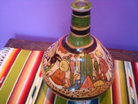 Mexican vintage pottery and ceramics, a Tlaquepaque petatillo water jar with very fine artwork including wonderful donkeys, San Pedro Tlaquepaque, c. 1930's. Photo of the second side of the jar.
