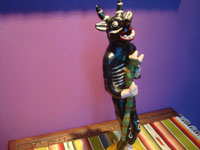 Mexican vintage folk art, a wonderful pottery sculpture from Ocumicho of a fierce Snake Dancer devil, Ocumicho, Michoacan, c. 1950.