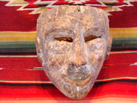 Mexican vintage wood-carving and vintage folk art, a carved wooden mask from Puebla, 1930 or earlier. The mask is from the Danza de Abonicos (Dance of the Fans), and originates from Huauchinango, in the state of Puebla. Main photo of the mask.