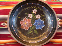 Mexican vintage wood-carving, and Mexican vintage folk-art, a beautiful carved and hand-painted batea from Quiroga, Michoacan, c. 1930's. Main photo of the batea.