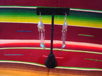 Native American Indian vintage silver jewelry, and Navajo silver jewelry, a lovely pair of dangling Navajo silver earrings with beautiful turquoise, c. 1950's. Main photo of the Navajo silver earrings.