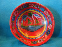 BS-9: Mexican vintage folk art, a wonderful drinking bowl formed from a gourd and beautifully decorated, Olinala, Guerrero, c. 1940's.Main photo of the drinking vessel.