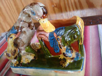 Mexican vintage folk art, and Mexican vintage pottery and ceramics, a wonderful pottery vase with adorable ducklings, Tonala or San Pedro Tlaquepaque, c. 1940's. A closer photo of the vase with ducklings.