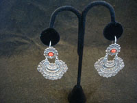 Mexican vintage sterling silver jewelry, and sterling silver jewelry from Oaxaca, a beautiful pair of filegree chandelier earrings, Oaxaca, c. 1960's. Main photo of the earrings.
