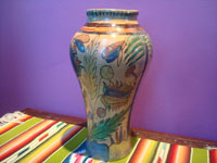Mexican vintage pottery and ceramics, a beautiful pottery vase with very fine artwork, San Pedro Tlaquepaque, Jalisco, c. 1930's.  Main photo of the vase.