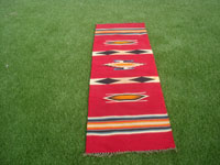 New Mexican vintage textiles and sarapes, a wonderful woven runner with beautiful colors, Chimayo, New Mexico, c. 1940. Main photo of the runner.