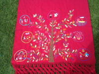 Mexican vintage textiles and sarapes, a wonderful hand embroidered shawl from Patzcuaro, Michoacan, c. 1970's. Another closeup photo .