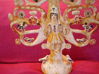 Mexican vintage folk-art, and Mexican vintage pottery and ceramics, a very beautiful tree-of-life by the famous folk-artist, Aurilio Flores, Acatlan, Puebla, c. 1940-50's. The tree features a very wonderful and stately Archangel Gabriel near the base, with beautiful flowers, birds, and decorations.