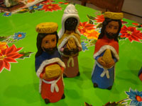 Mexican pottery and ceramics, and Mexican folk art, a wonderful 9-piece Nativity Set, by the famous folk artist of Ocotlan, Oaxaca, Josephina Aguilar, Oaxaca, c. 1980's. Another closeup photo of the three wise men.