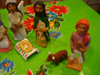 Mexican pottery and ceramics, and Mexican folk art, a wonderful 9-piece Nativity Set, by the famous folk artist of Ocotlan, Oaxaca, Josephina Aguilar, Oaxaca, c. 1980's. Closeup photo of the shepherd and sheep.