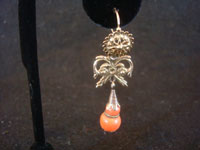 Mexican vintage jewelry, and Taxco vintage sterling silver jewelry, a beautiful pair of gold earrings with lovely coral, c. 1920's.  Main photo of one of the gold earrings.