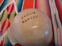 Native American Indian vintage pottery, a beautiful pottery bird-shaped bowl by the master potter, Fannie Nampeyo, signed on the bottom, Arizona, c. 1950's.  Photo of the bottom of the pot showing Fannie Nampeyo's signature.