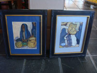 Mexican vintage paintings and fine art, a pair of paintings by Otto Rothenburg, a student of Diego Rivera, Taxco, c. 1935.  Main photo of the pair of paintings.