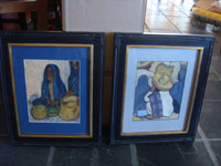 Mexican vintage paintings and fine art, a pair of paintings by Otto Rothenburg, a student of Diego Rivera, Taxco, c. 1935.  Another view of the two paintings, side by side.