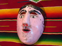 Mexican vintage wood carving and Mexican vintage folk art, a dance mask depicting a European woman, from Guerrero, c. 1930-40. Main photo of mask.
