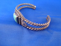 Native American Indian vintage silver jewelry, and Navajo vintage silver jewelry, a stunning silver bracelet with a very fine turquoise stone, Arizona or New Mexico, c. 1950's. Side view of the Navajo vintage silver braceley.