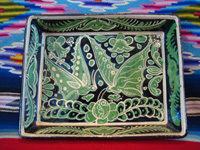Mexican vintage pottery and ceramics, a fantasia rectangular baking dish with wonderful butterflies, Tonala or Tlaquepaque, Jalisco, c. 1930's.  Main photo.