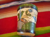 Mexican vintage pottery and ceramics, a wonderful petatillo water-jar and cup with beautiful artwork, Tonala or Talquepaque, Jalisco c. 1930's. Another photo of the cup.