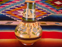 Mexican vintage pottery and ceramics, a wonderful petatillo water-jar and cup with beautiful artwork, Tonala or Talquepaque, Jalisco c. 1930's. Photo of the jar with cup on top.