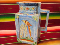 Mexican vintage pottery and ceramics, a beautiful pitcher with exquisite artwork, Tonala or Tlaquepaque, Jalisco, c. 1920's. Main photo.