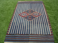 Mexican classic textiles and Saltillo serapes (sarapes), a beautiful classic aggregate-diamond Saltillo serape with an indigo blue background and yarns of black, white, red, and magenta, c. 1890. Main photo of the serape.