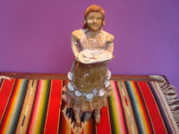 Mexican vintage folk art and pottery, a lovely sculpture of a woman vendor of tamales, Michoacan, c. 1940's. Main photo of maiden.