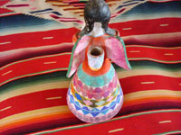 Mexican vintage pottery and ceramics, and Mexican vintage folk art, a candle-holder in the form of an angel, attributed to the famous folk artist Heron Martinez Mendoza, Acatlan, Puebla, c. 1970. Photo of angel's back.