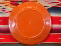 Mexican vintage pottery and ceramics, a plate with two lovely bunnies and a wonderful terra cotta background, Tlaquepaque, Jalisco, c. 1940's. Photo of back of plate.