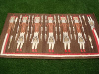 Native American Indian textiles, and Navajo vintage textiles and rugs, a beautiful Navajo textile depicting Navajo spiritual Yei figures, Arizona or New Mexico, c. 1940's. Main photo of the Navajo Yei textile or rug.