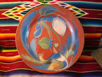 Mexican vintage pottery, Tonala charger with exotic bird, c. 1930.