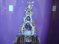 Mexican vintage pottery and ceramics and Mexican vintage folk art, an opaco (flatware) canteen (or wedding vase) with wonderful scenes, from Tonala, c. 1920-30's.
