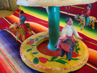Mexican vintage pottery and ceramics, and Mexican vintage folk art, a wonderful merry-go-round with fantastic figures, attributed to Candelario Medrano, Santa Cruz de las Huertas, Jalisco, c. 1970's. Another photo of the entire carrousel.