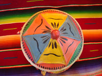 Mexican vintage pottery and ceramics, and Mexican vintage folk art, a wonderful merry-go-round with fantastic figures, attributed to Candelario Medrano, Santa Cruz de las Huertas, Jalisco, c. 1970's. Photo showing the top of the carrousel.