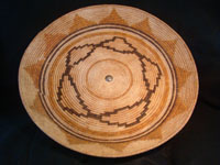 Native American Indian basket, a very large California Mission tray with geometric star pattern, c. 1920. This is an incredible Mission Indian basket and a collector's dream!
