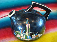 Mexican vintage pottery and ceramics, a very beautiful blackware pitcher from San Pedro Tlaquepaque or Tonala, Jalisco, c. 1930's.  Main photo of the Tonala or Tlaquepaque pottery pitcher.