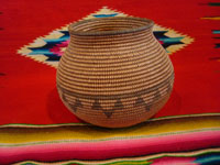 Native American Indian vintage baskets, a beautiful Chemehuevi olla with wonderful shape and decoration. c. Parker, Arizona, c. 1890-1900. Main photo of the Chemehuevi olla basket.
