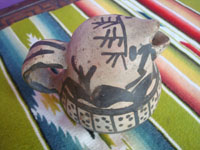 Native American vintage pottery and ceramics, a beautiful pottery Cochiti pitcher with wonderful artwork, Cochiti Pueblo, New Mexico, c. 1930's. View of the other side of the pitcher.