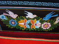 Mexican vintage wood carving, and Mexican vintage folk art, a laquered box from Olinala, Michoacan, with fantastic birds and foliage, c. 1950. Side view.