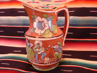 Mexican vintage pottery and ceramics, a wonderful pottery pulque pitcher from Tlaquepaque, Jalisco, c. 1930's. Main photo of the pitcher.
